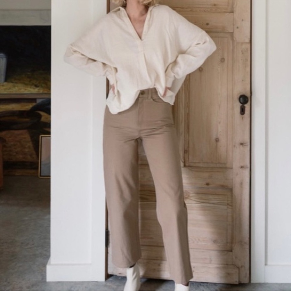 NWT Laude The Label High Rise Canvas Straight Leg Pants